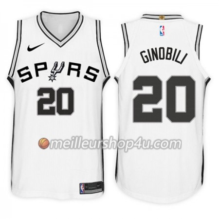Maillot Basket Homme San Antonio Spurs Manu Ginobili 20 Nike 2017-18 Blanc Swingman
